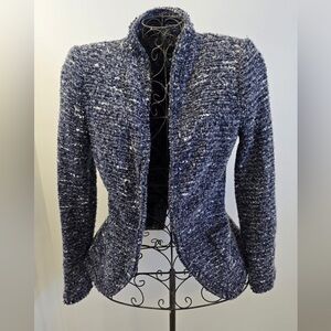 Zara Navy Tweed Blazer